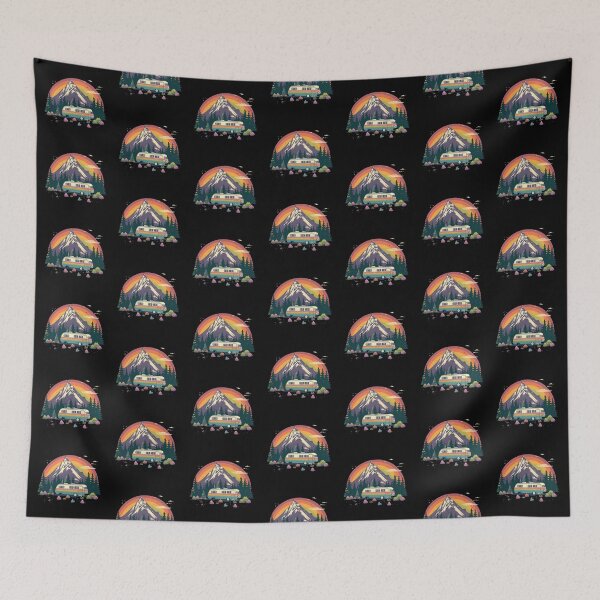 Item preview, Retro Camper Van Mountain Rainbow Sunset Adventure Sticker designed and sold by FestivityFinds.