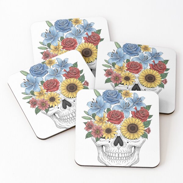 Item preview, Skull with flowers designed and sold by misbahsiro.