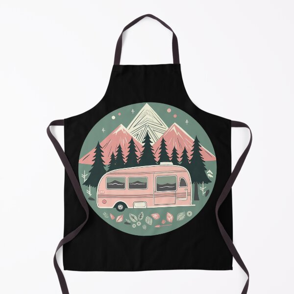 Item preview, Pink Retro Camper Mountain Adventure Sticker designed and sold by FestivityFinds.