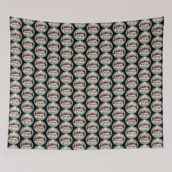 Item preview, Pink Retro Camper Mountain Adventure Sticker designed and sold by FestivityFinds.