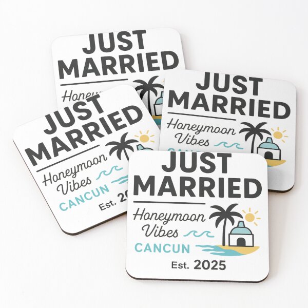 Item preview, Just Married – Honeymoon Vibes Cancun 2025 | Tropical Wedding Getaway Design for Newlyweds designed and sold by Memorph.