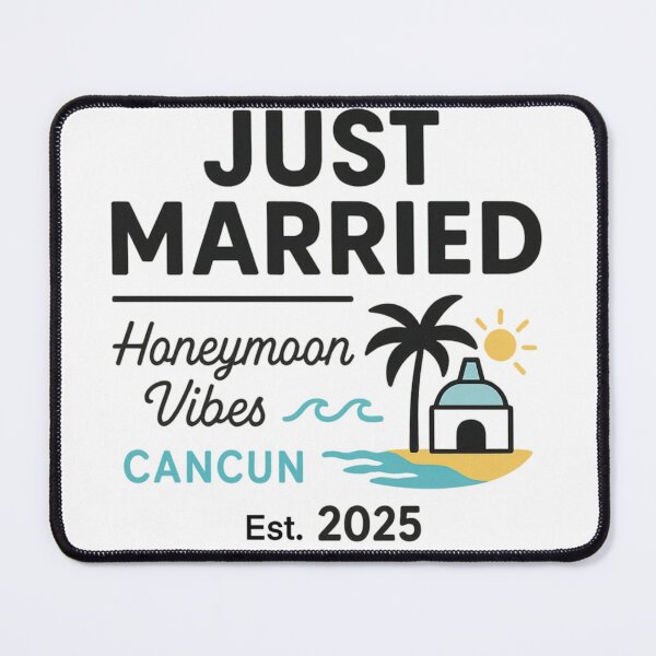 Item preview, Just Married – Honeymoon Vibes Cancun 2025 | Tropical Wedding Getaway Design for Newlyweds designed and sold by Memorph.
