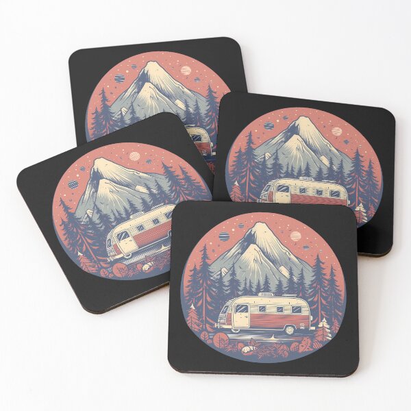 Item preview, Retro Camper Van Mountain Night Sky Sticker designed and sold by FestivityFinds.