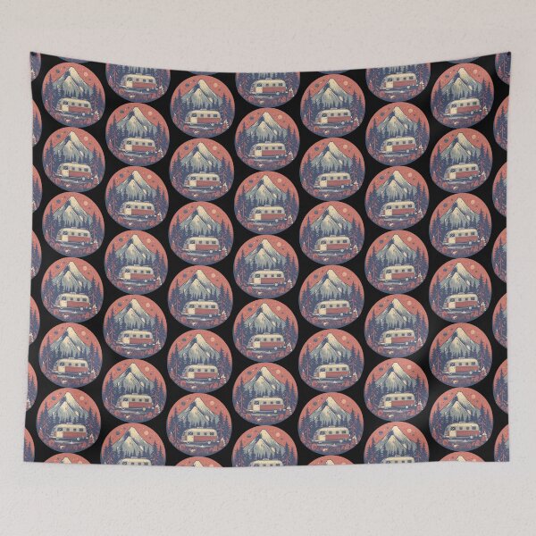 Item preview, Retro Camper Van Mountain Night Sky Sticker designed and sold by FestivityFinds.