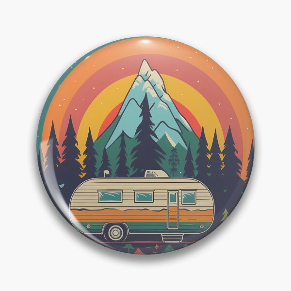 Item preview, Retro Camper Mountain Sunset Adventure Sticker designed and sold by FestivityFinds.