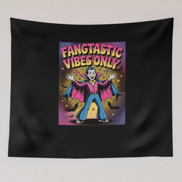 Item preview, Retro Vampire in Disco Outfit with Bats – Fangtastic Vibes Only Funny Halloween Design designed and sold by MissRasheedHam.