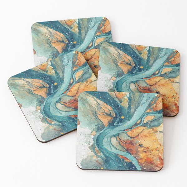 Item preview, Aerial Sandbars – Abstract Watercolor Coastline designed and sold by solynneart.