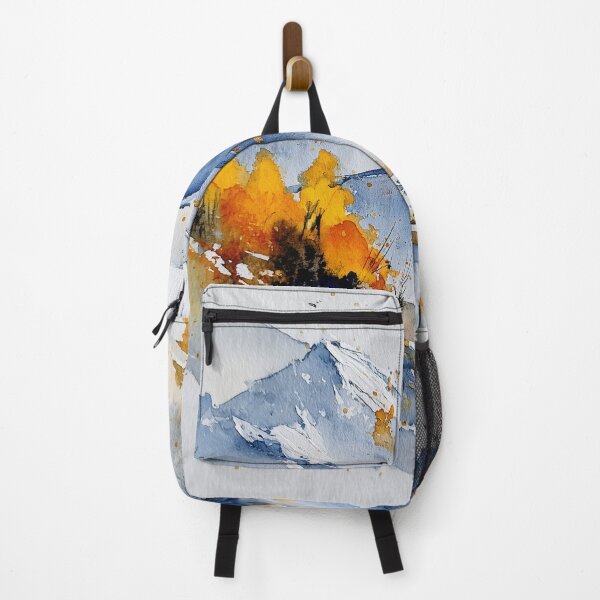 Item preview, Mountain Landscape – Blue and Gold Watercolor Scene designed and sold by solynneart.