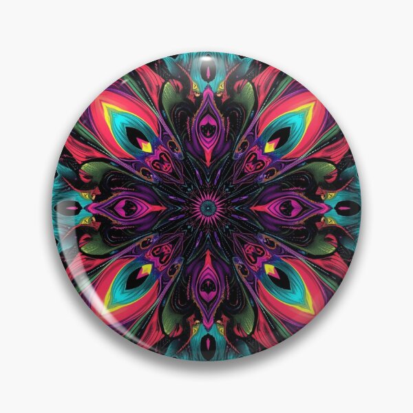Item preview,  Ultra detailed psychedelic vibrant t-shirt design, modern kaleidoscopic style with fractal shapes and surreal eyes, glowing UV-reactive neon colors (turquoise, magenta, bright yellow, vivid red) over a deep black background, highly symmetrical compositio designed and sold by koyotestore.