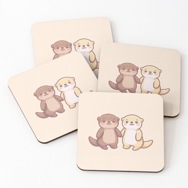 Item preview, kawaii otters holding hands designed and sold by CollieCreates.