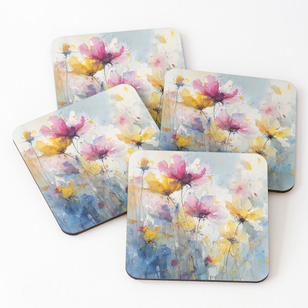Item preview, Pink and Yellow Wildflowers – Loose Watercolor Painting designed and sold by solynneart.