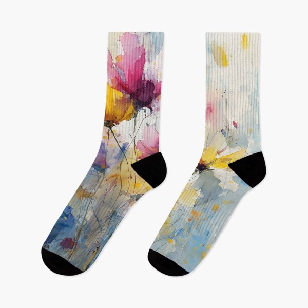 Item preview, Pink and Yellow Wildflowers – Loose Watercolor Painting designed and sold by solynneart.
