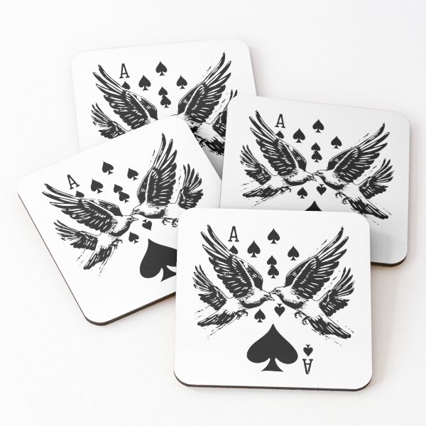Item preview, Ace of Spades with Fighting Ravens – Black and White Tattoo Style Card Design designed and sold by inkoutninja.