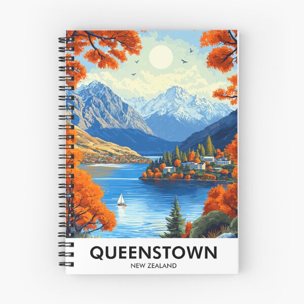 Item preview, Queenstown New Zealand Retro Travel Print designed and sold by HomeLivingCo.