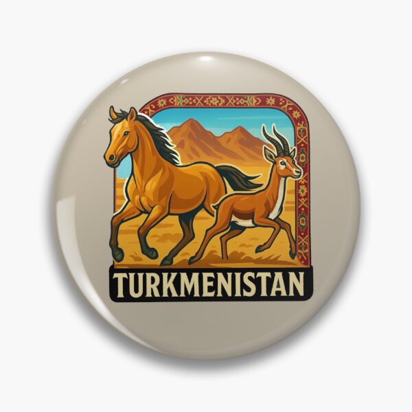 Item preview, Turkmenistan Wildlife -- Akhal-Teke Horse & Goitered Gazelle designed and sold by Myra365Art.