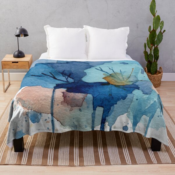 Item preview, Abstract Blue Florals – Watercolor Ink Wash designed and sold by solynneart.