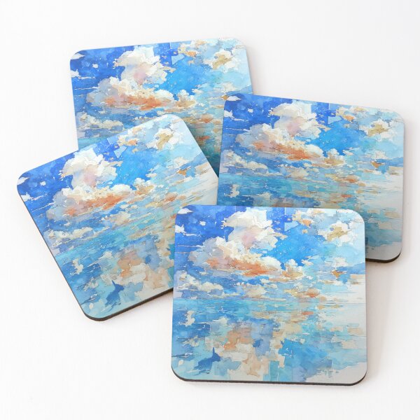 Item preview, Abstract Seascape with Clouds – Watercolor Mosaic designed and sold by solynneart.