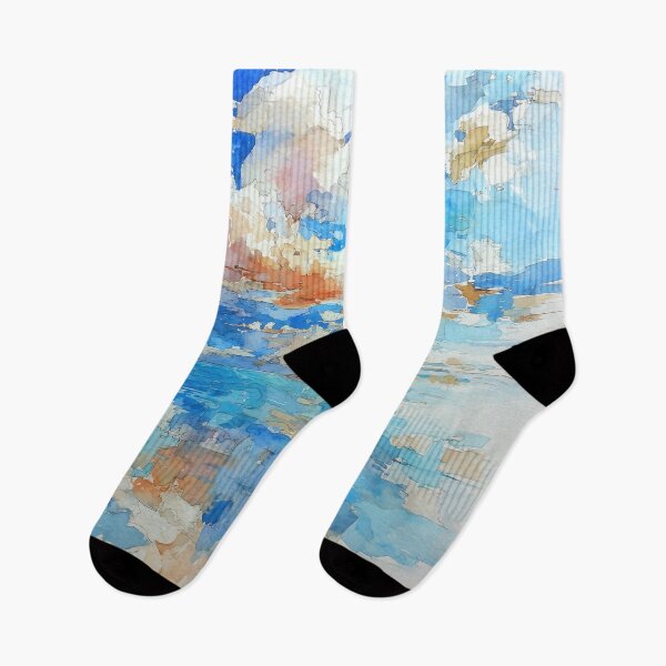 Item preview, Abstract Seascape with Clouds – Watercolor Mosaic designed and sold by solynneart.