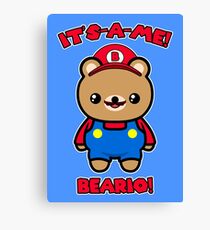Bear Cute Funny Kawaii Mario Parody Canvas Print