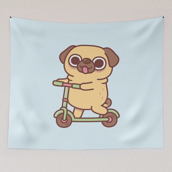Item preview, Cute Pug Playing On Kick Scooter designed and sold by rustydoodle.