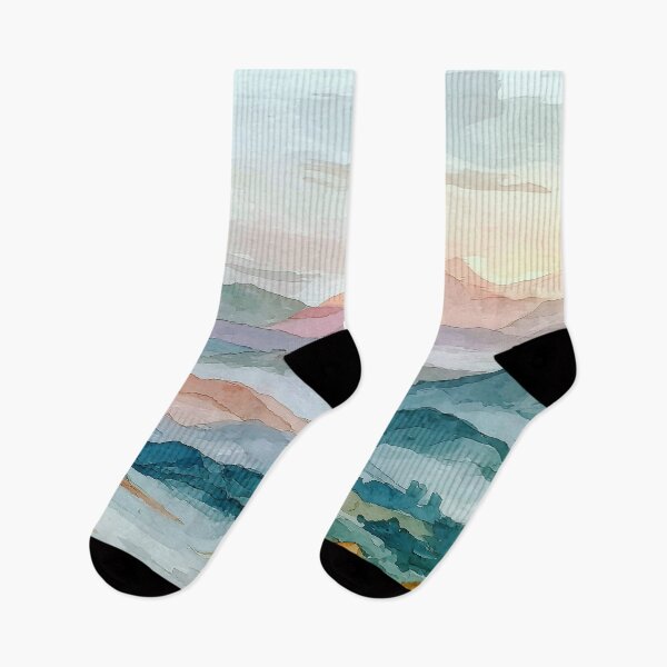 Item preview, Layered Mountain Landscape – Soft Watercolor Gradient designed and sold by solynneart.