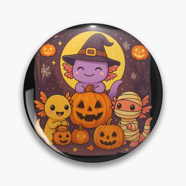 Item preview, Cute Halloween Axolotl Trio – Kawaii Spooky Night Illustration designed and sold by haitrieuic96.