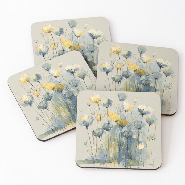 Item preview, Blue & Gold Meadow – Minimalist Watercolor designed and sold by solynneart.