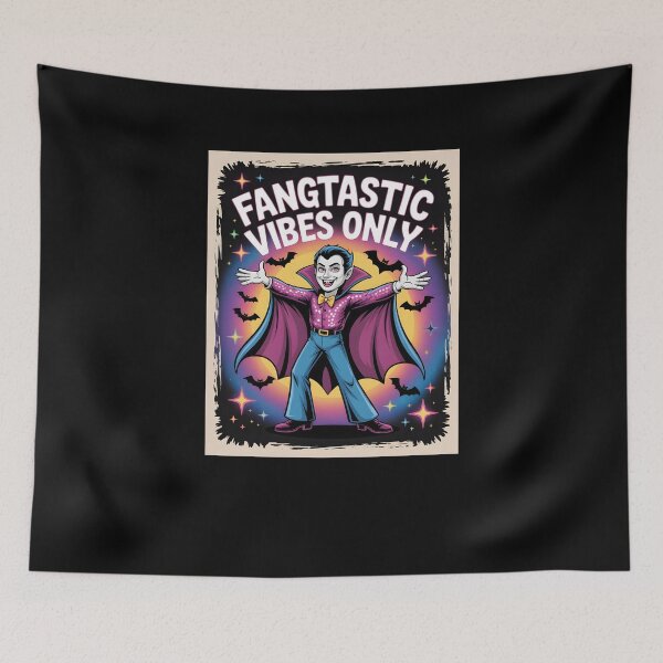 Item preview, Retro Vampire in Disco Outfit with Bats – Fangtastic Vibes Only Funny Halloween Design designed and sold by MissRasheedHam.