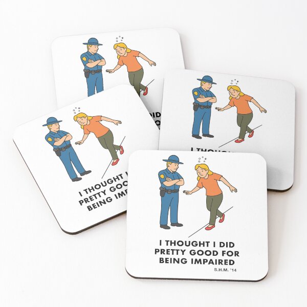 Item preview, Funny Sobriety Test Cartoon – I THOUGHT I DID PRETTY GOOD FOR BEING IMPAIRED – Humor Design designed and sold by Silent Light Studio.