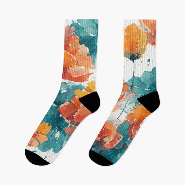 Item preview, Vibrant Orange, Yellow & Teal Blooms – Seamless Watercolor Pattern designed and sold by solynneart.