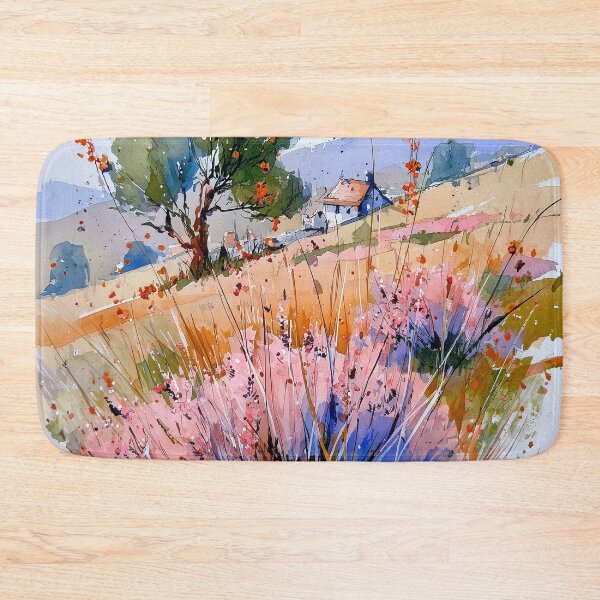 Item preview, Heather Fields & Countryside Cottage – Watercolor Landscape designed and sold by solynneart.