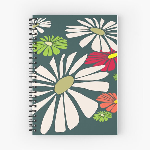 Artikelvorschau, Daisy Verspielte Retro-Gänseblümchen - Bunte Blumen auf dunklem Teal entworfen und verkauft von P2GSimplyLife.