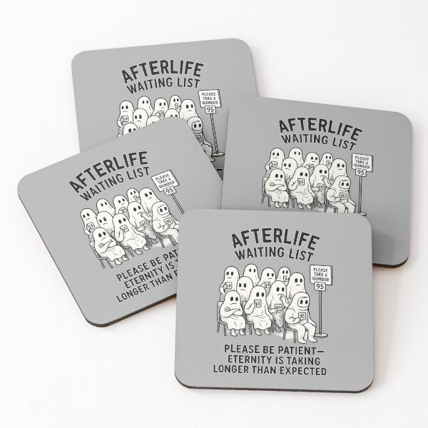 Item preview, Afterlife Waiting List – Funny Ghost Cartoon Dark Humor designed and sold by domi199834.