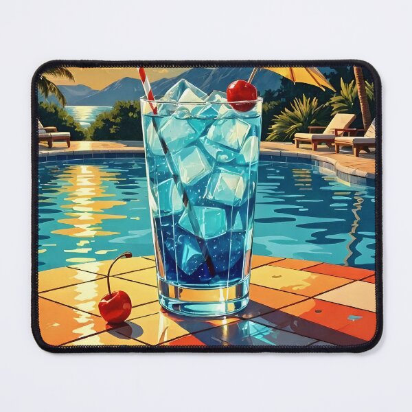 Item preview,  Blue Lagoon Cocktail Poster – Retro Tropical Drink Art designed and sold by MooLaLa.Store.