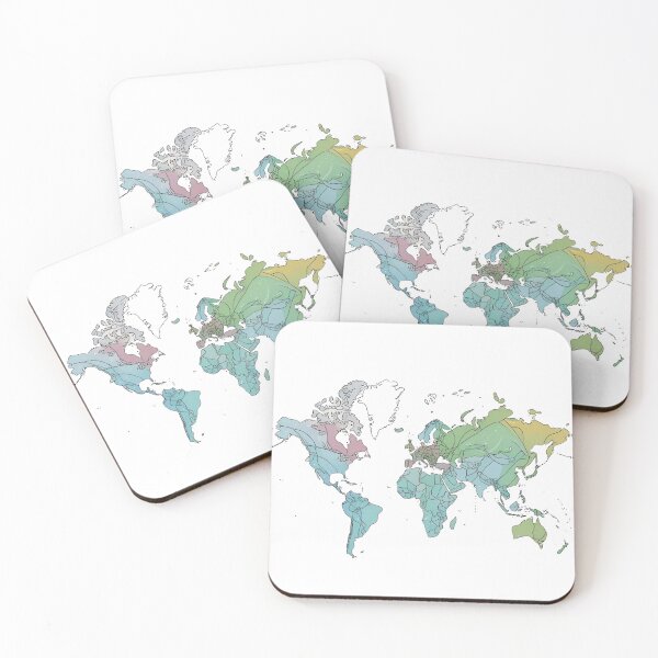 Item preview, A World Map with Clean Contour Lines, Soft Color Washes for Modern Global-Themed Designs designed and sold by catcurio.