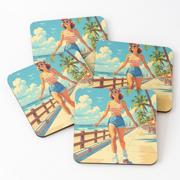 Item preview,  Vintage Roller Skating Beach Poster – Retro Summer Wall Art designed and sold by MooLaLa.Store.