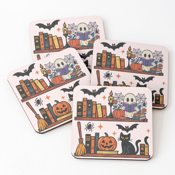 Item preview, Halloween Book Shelf Reading lover ghost reader literature Boo Library books designed and sold by RamblingsRose.