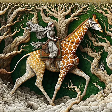 Artwork thumbnail, Giraffe Riding by m-y-A-I-A-R-T-