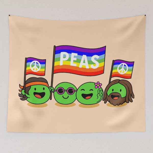 Item preview, Peas and Love | Funny Vegan & Vegetarian Hippie Cartoon Pun designed and sold by GiborDesign.