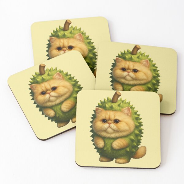 Item preview, Cute Chubby Persian Cat in Durian Costume – Adorable Kawaii Fruit Pet Art designed and sold by SnarkyTextStudiO.
