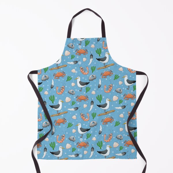 Item preview, Seaside Denmark Pattern – Cute Seagulls, Crabs, Shrimps & Seashells | Nautical Hand-Drawn Ocean Design designed and sold by Lone Jensen.