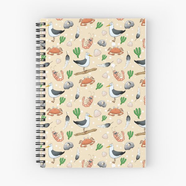 Item preview, Seaside Denmark Pattern – Cute Seagulls, Crabs, Shrimps & Seashells | Nautical Hand-Drawn Ocean Design designed and sold by Lone Jensen.