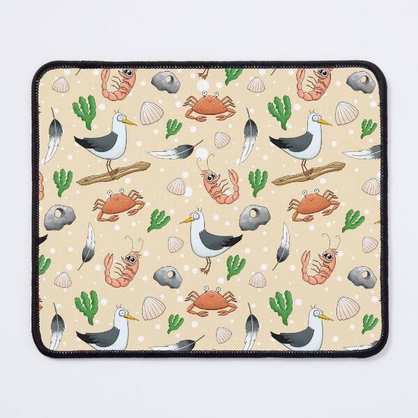 Item preview, Seaside Denmark Pattern – Cute Seagulls, Crabs, Shrimps & Seashells | Nautical Hand-Drawn Ocean Design designed and sold by Lone Jensen.