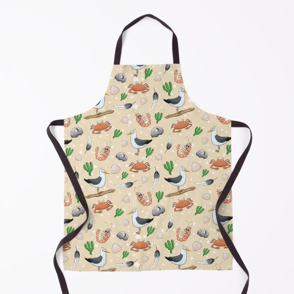 Item preview, Seaside Denmark Pattern – Cute Seagulls, Crabs, Shrimps & Seashells | Nautical Hand-Drawn Ocean Design designed and sold by Lone Jensen.