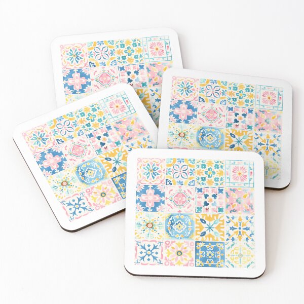 Item preview, Colorful Portuguese Tile Pattern – Mediterranean Azulejos Watercolor Design designed and sold by imaginefountain.