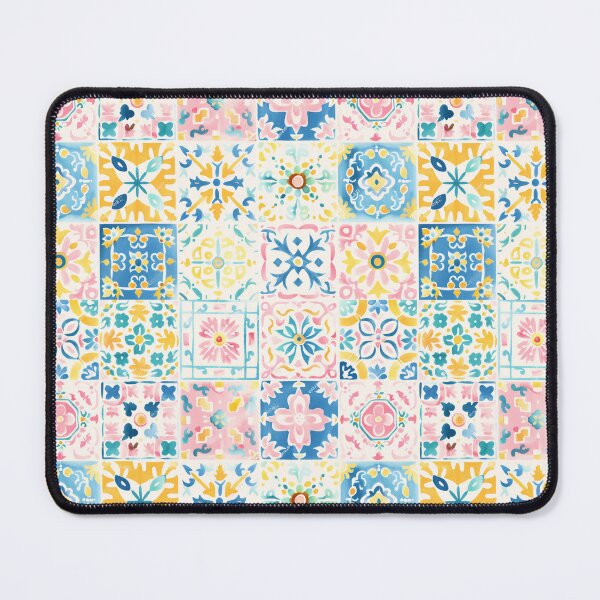 Item preview, Colorful Portuguese Tile Pattern – Mediterranean Azulejos Watercolor Design designed and sold by imaginefountain.
