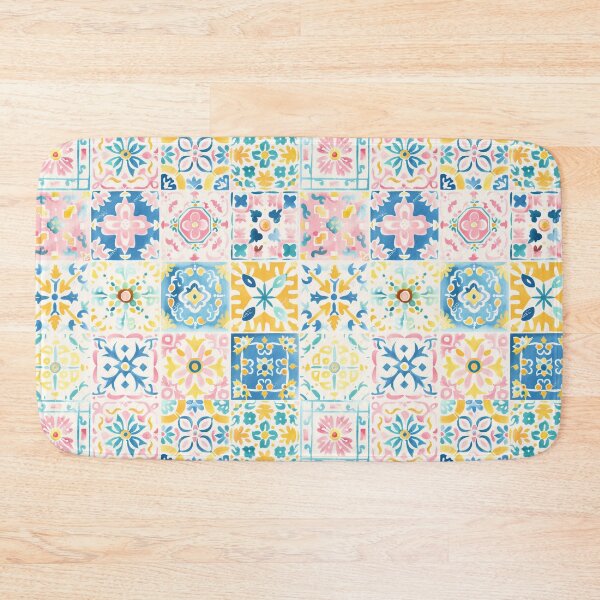 Item preview, Colorful Portuguese Tile Pattern – Mediterranean Azulejos Watercolor Design designed and sold by imaginefountain.