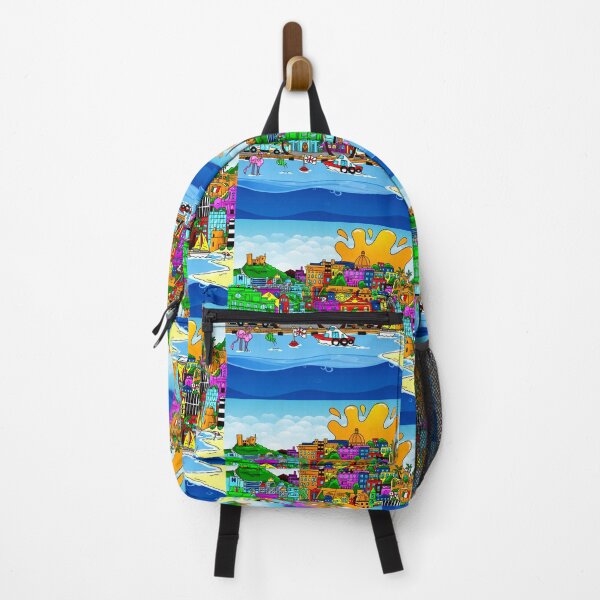 Item preview, Cartoon Skyline of Cagliari: Harborfront Charm in Technicolor designed and sold by Arte Cartoon From TagTeam Group.