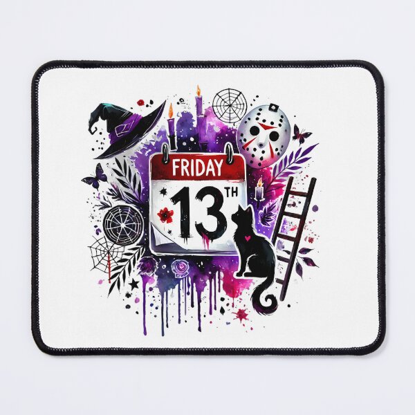 Item preview, Friday 13th, Halloween, Witches, Thirteenth, Black Cat, Watercolor designed and sold by FeliaDesign.