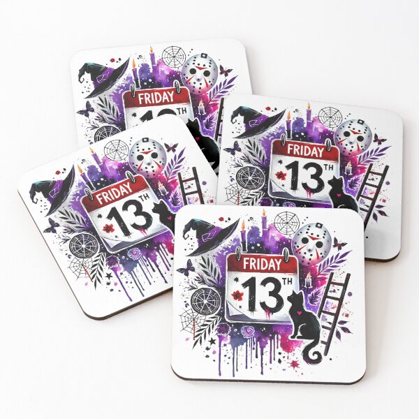 Item preview, Friday 13th, Halloween, Witches, Thirteenth, Black Cat, Watercolor designed and sold by FeliaDesign.
